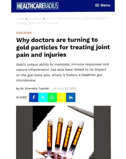 Healthcare Radius Goldic Therapy Article Orthobiologix Clinic Sharmila Tulpule - Orthobiologix Clinic